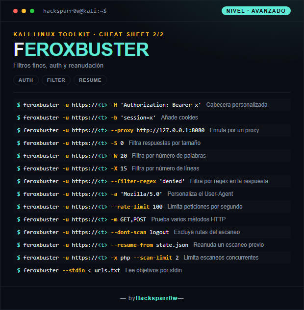 FEROXBUSTER cheat sheet — Advanced