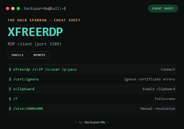 xfreerdp cheat sheet